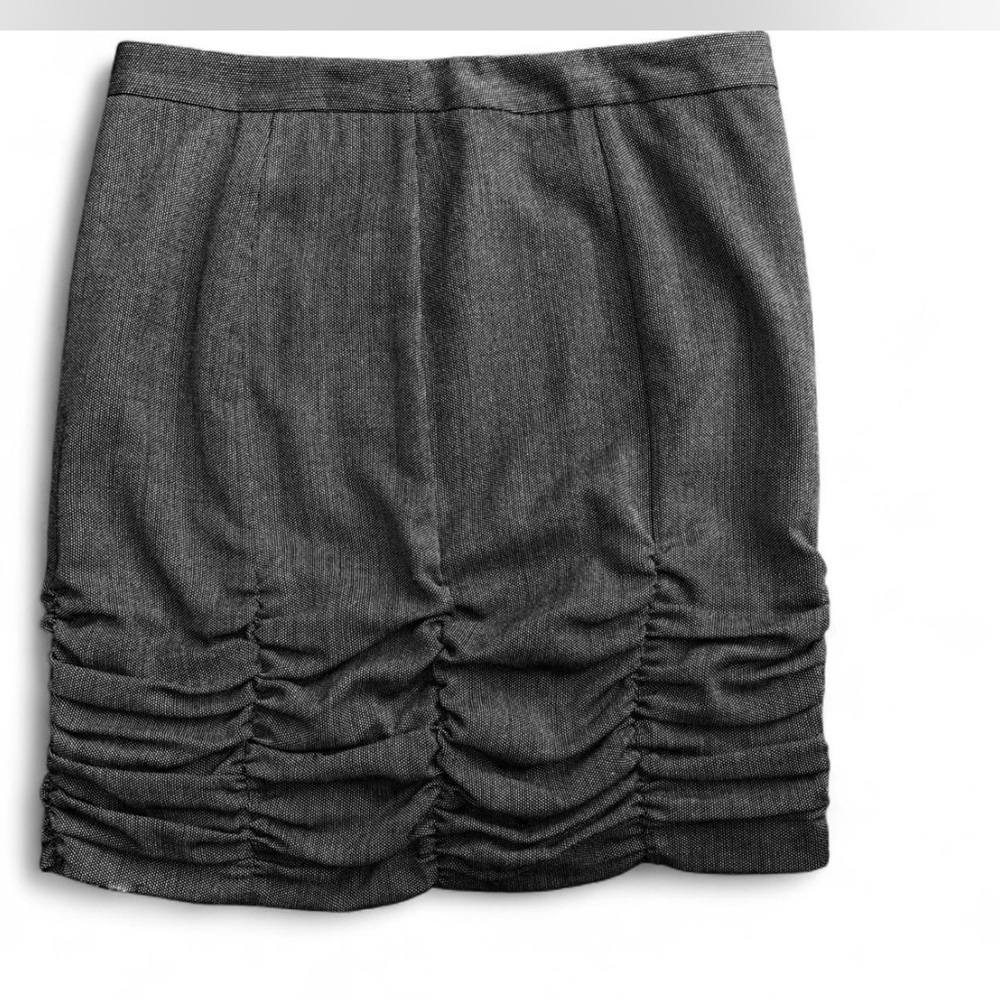 LOVE MOSCHINO: black/grey Ruched Mini Skirt- Size:12